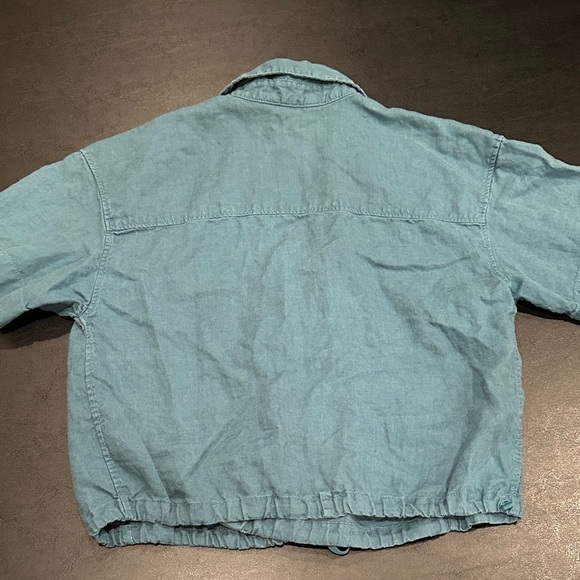 Athleta Retreat Short Sleeve Linen Turquiose Top - Picture 6 of 6